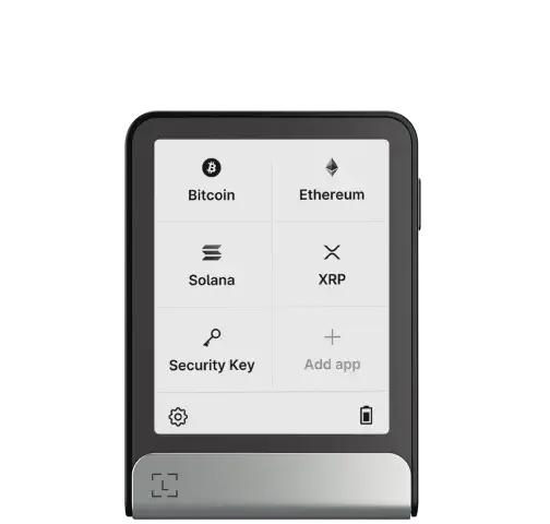 Ledger Flex hardware wallet angled on a dark background